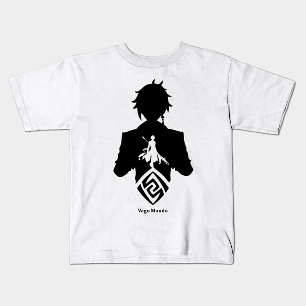 Zhongli Silhoutte Black Kids T-Shirt by trashcandy